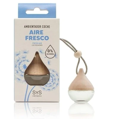 Imagen de SYS Aromas Ambientador para Coche Aire Fresco 6ml Sin Alcohol Colgante Natural de Larga Duración Elimina Malos Olores con Fragancia Suave y Refrescante
