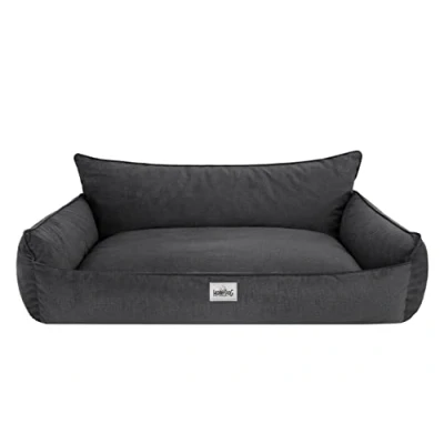 Imagen de Bjird Cama Perro Cuna para Perros Dormir, con Funda de Cordura Extraíble (Lavable a 30) Pequeños y Grandes Sofa 132 x 106 cm Grafito Fancy