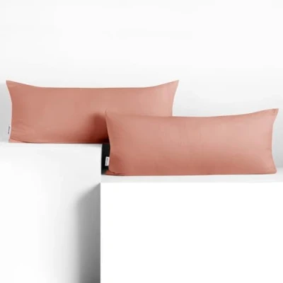 Imagen de DecoKing 2 Fundas de Almohada 40 x 120 cm, algodón, con Cremallera, Color salmón ámbar