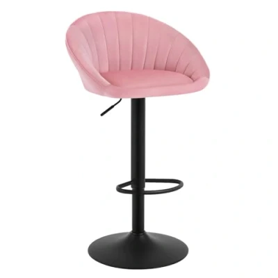 Imagen de WOLTU Taburete Bar Giratorio, de Altura Ajustable, con Respaldo y Reposapiés, Cocina Asiento Tapizado en Terciopelo, Rosa, BH428rs 1