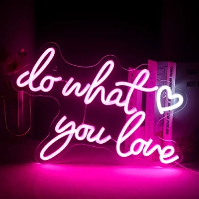 Imagen de SIGNSHIP Do What You Heart Letreros de neón Pink LED USB Luz Pared decorativa Carta Letrero para dormitorio Bar Fiesta bodas Día San Valentín Navidad Regalo