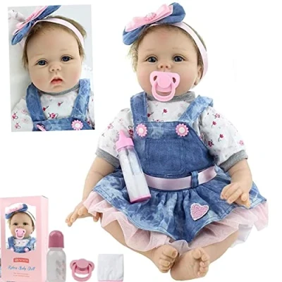 Imagen de ZIYIUI Muñecos Reborn 22 Pulgadas 55 Cm Bebe Silicona Suave Vinilo Realista Niña Real Hecho a Mano Juguetes de Muñeca