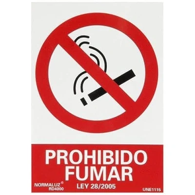Imagen de WOLFPACK LINEA PROFESIONAL Cartel Prohibido Fumar 30x21 cm.