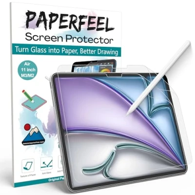 Imagen de PAPERFEEL [2 Piezas Protector de Pantalla para iPad Air 11 Pulgadas 2024 M2, PET Mate Dibujar Antirreflejo, Antihuellas, Antiarañazos, Fácil instalar
