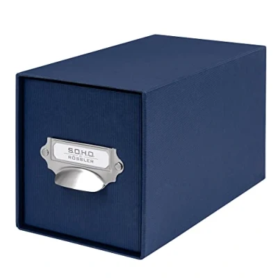 Imagen de Rössler Papier 1327452900 S.O.H.O. Cajón para CD, con etiqueta inscribible y asa, azul marino, 1 unidad