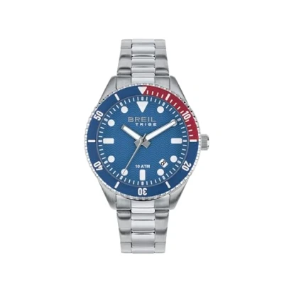 Imagen de BREIL Reloj Hombre Overhand Esfera Bicolor Azul Movimiento Solo Tiempo 3 MANECILLAS DE Cuarzo y Pulsera Acero Plata EW0717