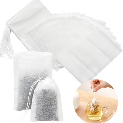 Imagen de Luriseminger 200pcs Bolsas de Té Cordón, 9 x 10cm Desechables Filtro Bolsita Té, Vacias para Tés, Café y Especia