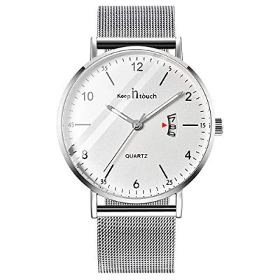 Imagen de MICGIGI Reloj analógico de Cuarzo para Hombre Impermeable Negocios con Correa Malla Acero Inoxidable