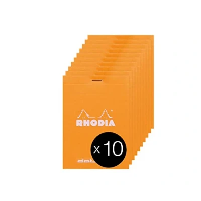 Imagen de RHODIA 12558C Bloc Notes Agrafé Dotpad N12 Orange 8,5x12 cm Pointillés Dot 80 Feuilles Détachables Papier Clairefontaine 80G Couverture en Carte Enduite Paquet de 10 blocs