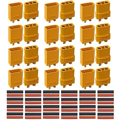 Imagen de QitinDasen 12 Pares Premium XT90 Bateria Connector, Macho Hembra Bullet Conector con Tubo Termorretracción, para RC Coche/Barco/LiPo Batería