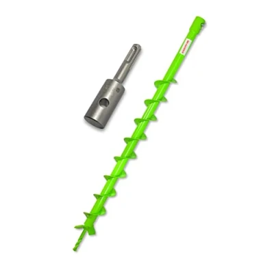 Imagen de broca WERHE® Profi de acero macizo, tierra para taladrar 60 mm extremadamente robusta con adaptador SDS Plus pilotes pozo punta perforación precisa.