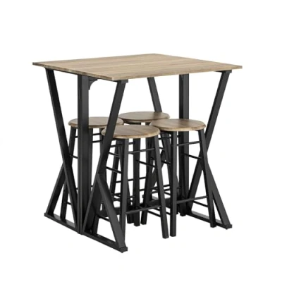 Imagen de SoBuy OGT24 N Set Mesa Alta Plegable y 4 Taburetes Desayuno Muebles Bar Comedor ES (4 Taburetes)