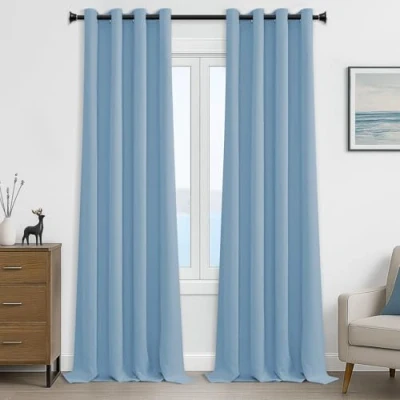 Imagen de MRTREES Cortinas Opacas Termicas 2 Piezas 140x260cm Salon Moderno Aislantes Frío Calor Luz Protección Intimidad para Ventana Habitacion Dormitorio Infantil Bebe Niños Azul Claro