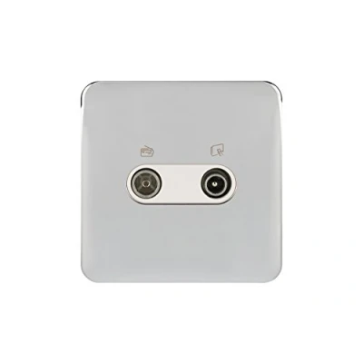 Imagen de Schneider Electric Lisse GGBL7020WPCS GGBL7020WPCS, enchufe doble para antena de TV/FM, 240 V, cromo pulido con inserto blanco
