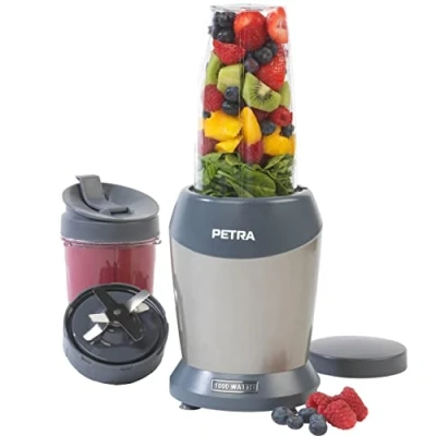 Imagen de Petra PT2002V4SILVERVDEEU7 Batidora Multifuncional Y licuadora NutriMax, Cortadora De Alimentos, Robot Cocina, 2 Vasos Para Batir 800 ml/1, Zumo, Cócteles Batidos, 1000 W, Sin BPA