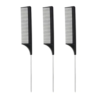 Imagen de Eupneicu Peines De Cola, 3 Piezas Fibra Carbono Peine Cola Rata, Pintail Acero Inoxidable, Antiestático, Para Mujer Hombre Diferentes Tipos Pelos