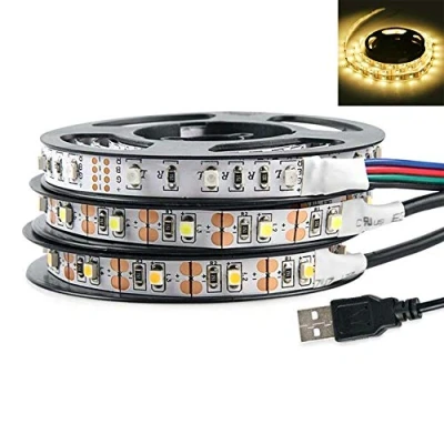 Imagen de NICEJW Tira De Luz LED USB, 0,5/1/2/3/4 / 5m DC 5V USB 3528 SMD para Decoración Fondo Armario TV Blanco cálido 0,5 M