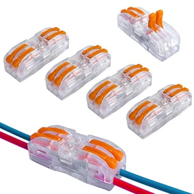 Imagen de QitinDasen 15Pcs KV212 Palanca Tuerca Cable Conector, 2 en fuera Bilateral 4 Puertos Transparente Compacto Conductor Rápido Conector Resorte Bloque Terminal