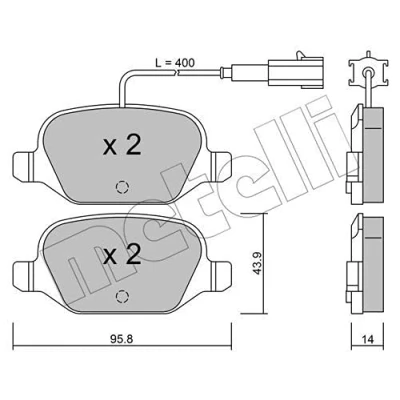 Imagen de METELLI 22 0324 3 Juego de pastillas freno con contacto avisador desgaste FIAT: 500 Hatchback, Panda II C Cabrio