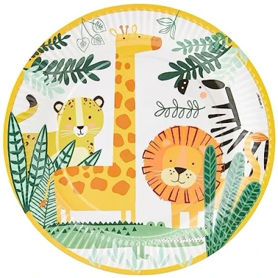 Imagen de amscan Platos de papel para fiesta Get Wild Animals 9909345, 8 unidades, 9 pulgadas