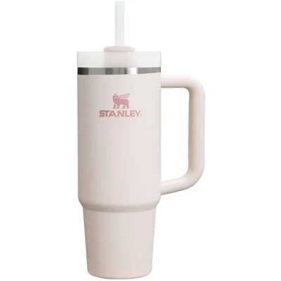 Imagen de STANLEY Quencher H2.0 FlowState Vaso aislado al vacío de acero inoxidable con tapa y popote para agua, té helado o café, batidos más, cuarzo rosa 2.0, 30 onzas / 0,89 L