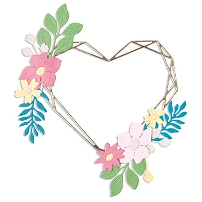 Imagen de Sizzix Juego de Troqueles Thinlits 9PK Floral Geo Heart Frame por Lisa Jones, 665478, Acero al Carbono, Multicolor, One Size