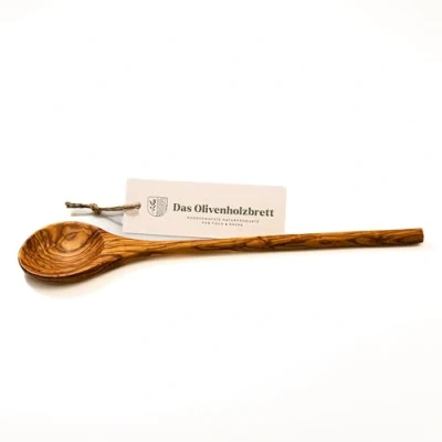 Imagen de AS OLIVENHOLZBRETT® cuchara de cocina larga madera olivo con cabeza redonda y mango redondo, madera, 35 cm