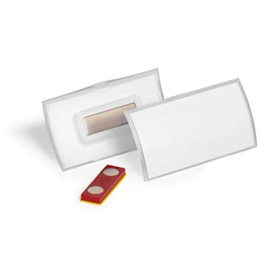 Imagen de Durable Portanombres CLICK FOLD 40x75 mm con imán a prueba de torsión PP, paquete 10, transparente, 825919
