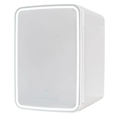 Imagen de Flamingueo Nevera Pequeña 10L Mini Espejo y Luz LED, 12V/220V, Función Frío Calor, Cosmeticos, Skincare, Fridge