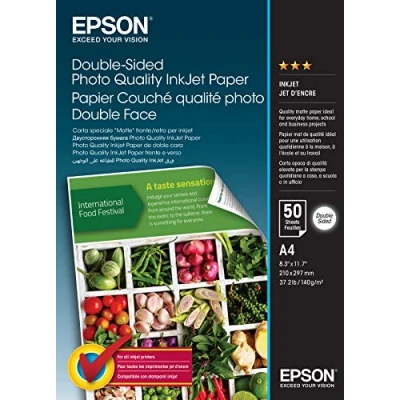 Imagen de Epson Double Sided Photo Quality Inkjet Paper A4 50 Sheets Papel (A4 (210x297 mm), Impresión por inyección de tinta, Mate, hojas)