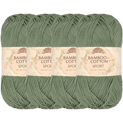 Imagen de JubileeYarn Ovillo deportivo de algodón bambú 4 capas, 50 g/madeja, salvia ardiente, madejas