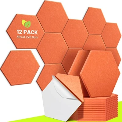 Imagen de CAHAYA 12 Paquetes De Paneles Acústicos Autoadhesivos 36 * 31,2 Cm Con 9 Mm Grosor Panel Aislamiento Acústico Que Absorbe El Ruido Para La Puerta Oficina, Naranja CY0314 5
