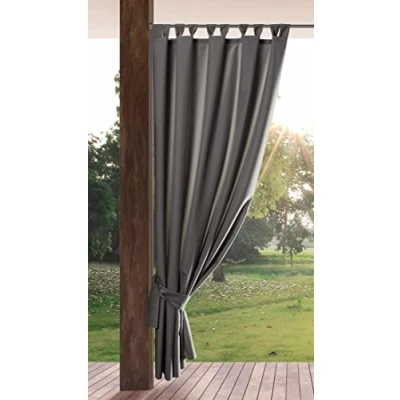 Imagen de Eurofirany Garden Outdoorvorhäng mit Schlaufenschal 1 STK. Abnehmbaren Schlaufen, Sonnenschutz Sichtschutz Winddicht Wasserdicht Vorhäng für Pavillon Terrasse Pergola, 155x220 cm, Dunkelgrau
