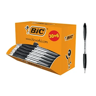 Imagen de BIC Atlantis Classic Clip on retractable ballpoint pen Negro 36pieza(s) Bolígrafo (Clip pen, Negro, Transparente, De plástico, 0,4 mm, ISO 12757 2)