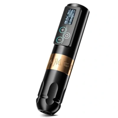 Imagen de Ambition Vibe Máquina de tatuaje Pluma batería cartucho rotatorio con botones táctiles 2400 mAh Pantalla digital LED Motor inalámbrico sin escobillas para artistas profesionales