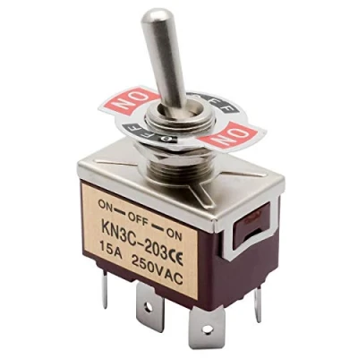 Imagen de Interruptor de palanca 5PCS 15A 250VAC 6 pines 3 posiciones (Encendido) Apagado basculante DPDT para una variedad aplicaciones montaje en panel