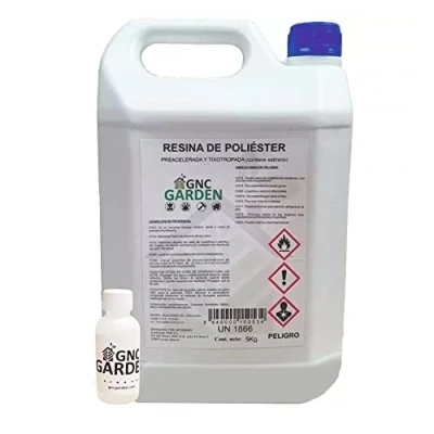 Imagen de Resina de Poliester 5Kg para Reparaciones. poliéster + catalizador peróxido 100 grs endurecer la resina. Sirve reparaciones coche, náutica y materiales, Industrial