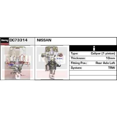 Imagen de DELCO Remy DC73314 Pinza de freno Fundición acero Remanufactured NISSAN: Almera 2 Limousine, II Hatchback