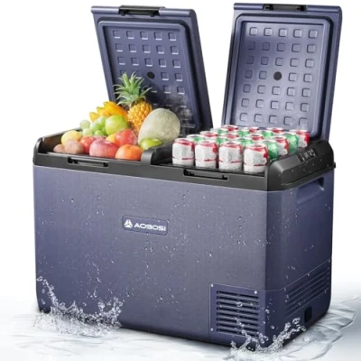 Imagen de AAOBOSI Nevera Portatil: IPX4 Coche 95L, 20 C a 12v Compresor con WIFI Aplicación Controlar, Doble Zona Portatil Electrica para Hogar, Camping, Viajes, Pescado