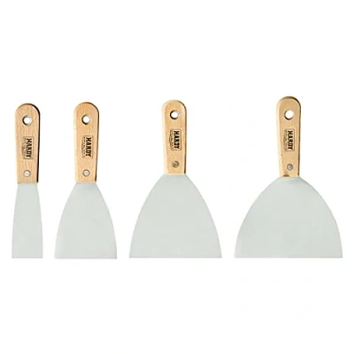 Imagen de HARDY Espátulas de pintura acero inoxidable alta calidad para pegamento yeso Lijado los bordes Juego 4 precisión 40, 80, 100, 150 mm