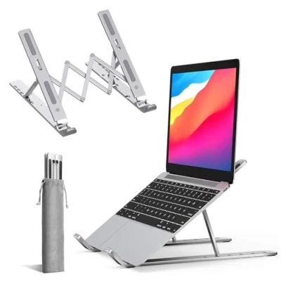 Imagen de K MART Soporte Ajustable para computadora portátil, 6 ángulos, portátil con ventilación de Aire, Compatible MacBook Air, Pro, DELL 10 a 15.6 Pulgadas (Plateado Mejorado)