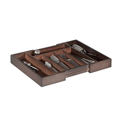 Imagen de Relaxdays Cubertero Extensible, Bambú, Marrón Oscuro, 5,5 x 48,5 37 cm