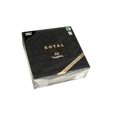 Imagen de Papstar, Royal Collection Juego de 50 servilletas (Pliegue 1/4, 40 cm x Negro Ornaments, # 19828
