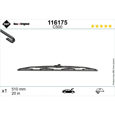 Imagen de Limpiaparabrisas Swf 116175 510mm Escobillas con arco 20in RENAULT: CLIO 2, MEGANE 1, Kangoo I, BMW: 3 Sedán, X3, Coupé, CITROËN: Saxo Hatchback
