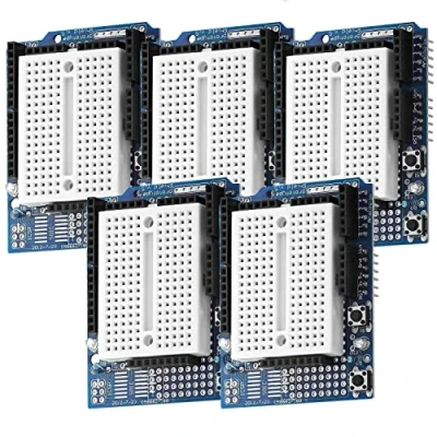 Imagen de AZDelivery 5 x Prototyping Shield + Placa de Pruebas Mini Breadboard Compatible con Arduino E Book Incluido!
