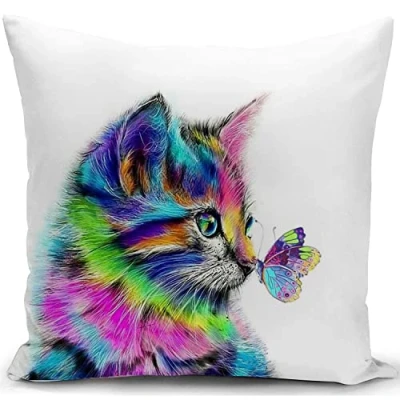 Imagen de KUNQIAN funda de cojín con diseño gato, regalo para mujeres, amantes los gatos, almohada decoración del hogar, sala estar, sofá, cama, decoración, 18 x