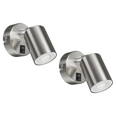 Imagen de ledscom.de 2 focos de pared WAIKA, una llama, con interruptor, GU10, cromo mate, incl. lámpara LED GU10 (blanco cálido, 5.473W, 468lm, 30)