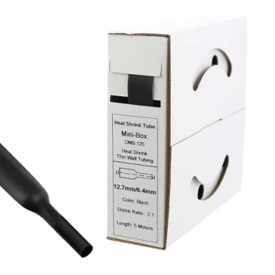 Imagen de Offgridtec Tubo termorretráctil (5 m, 12,7 mm &gt; 6,4 mm), color negro