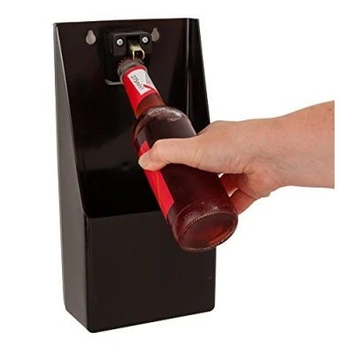 Imagen de Beaumont plástico tm pub barra de pie / abrelatas la botella montado en pared y catcher, negro, 30 cm x 15,2 8,6