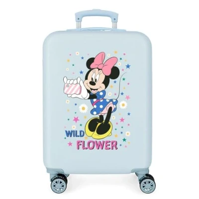 Imagen de Disney Minnie Wild Flower Maleta de cabina Azul 34x55x20 cms Rígida ABS Cierre combinación lateral 32 2 kgs 4 Ruedas dobles Equipaje Mano